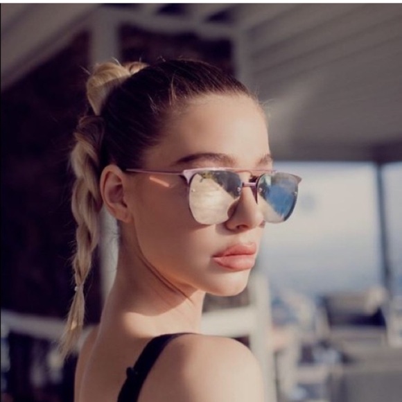 QUAY Private Eyes Mirrored Sunglasses in Pink & Rose - Picture 2 of 8